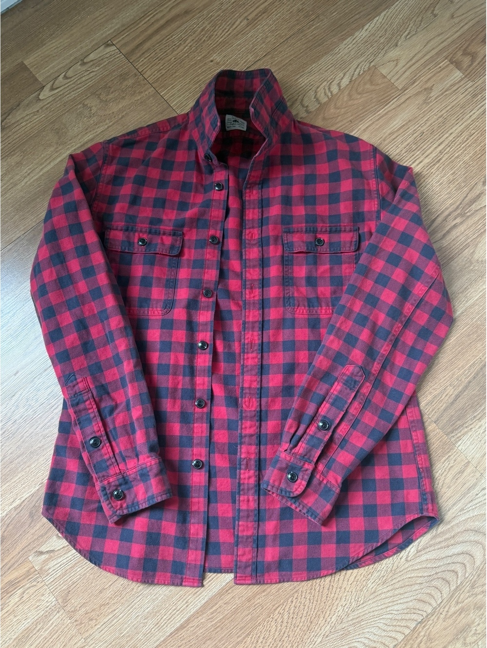 J.Crew Medium Red and Black Buffalo Plaid Cotton Shirt